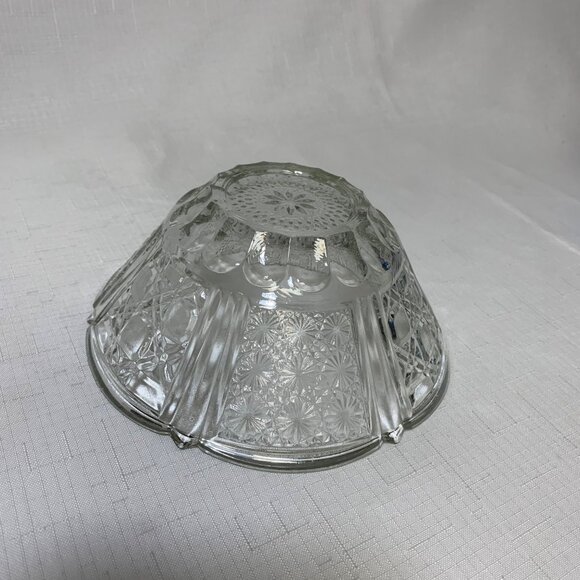 Vintage Clear Glass Serving Bowl Intricate Cut Starburst & Geometric Patterns - Picture 5 of 7